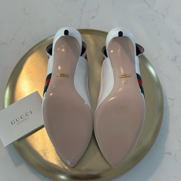 Gucci x Sylvie Web White Leather Heel - Picture 7 of 7